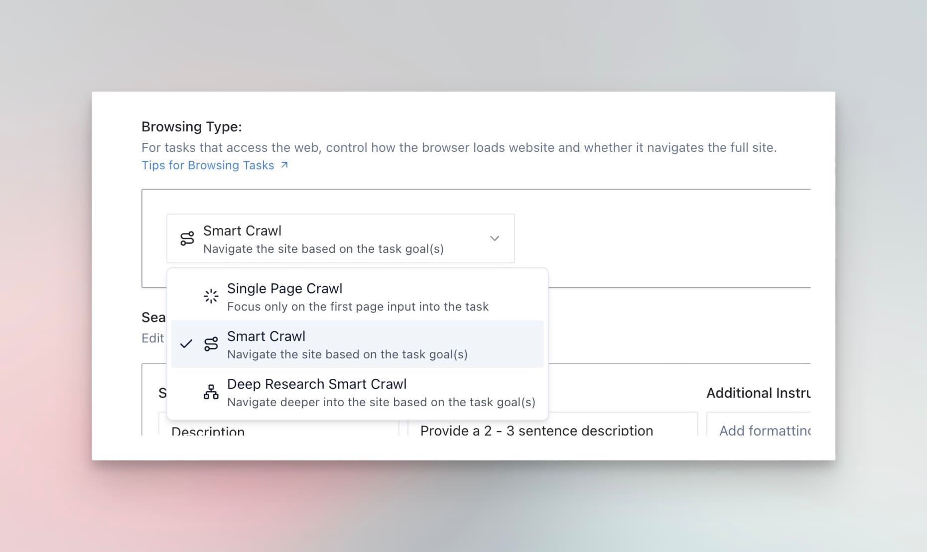 Select crawl depth for your task